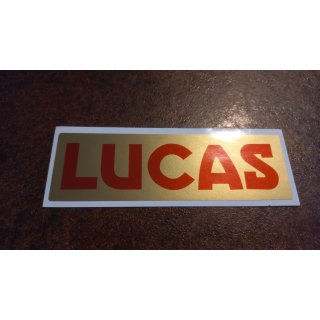 LUCAS Batterieaufkleber ca. 12x4,5cm gold